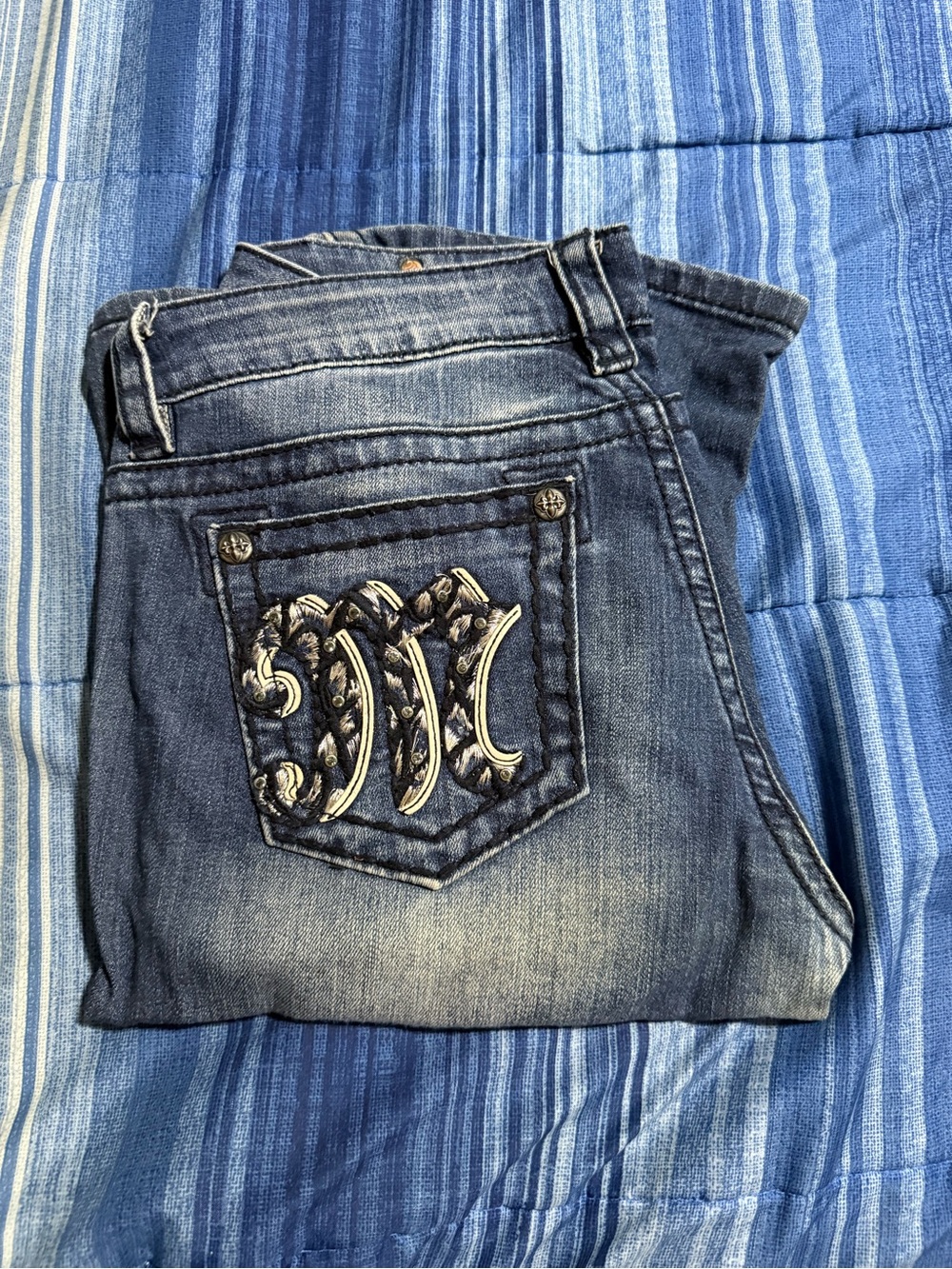 Miss Me Blue Bootcut Jeans with Embroidered Back Pocket